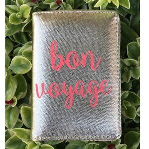NEW 🌍 Rose Gold “BON VOYAGE” Passport Cover by Madison West Los Angeles - pink
